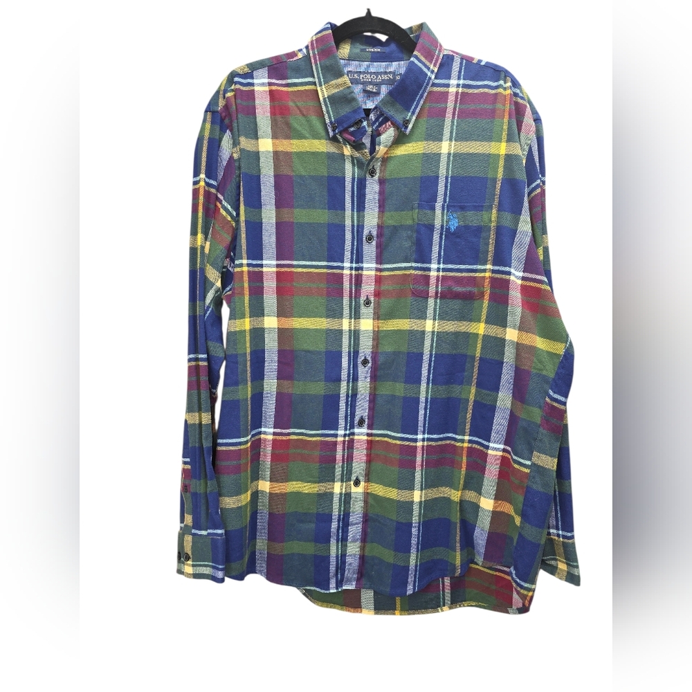 U.S. Polo Assn Plaid Button Up Shirt‎ XL Stretch Long Sleeve Multicolor Classic